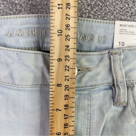 American Eagle Jegging Jeans Women's 10 Short Blue Mid-Rise Light Wash Denim - Picture 10 of 13